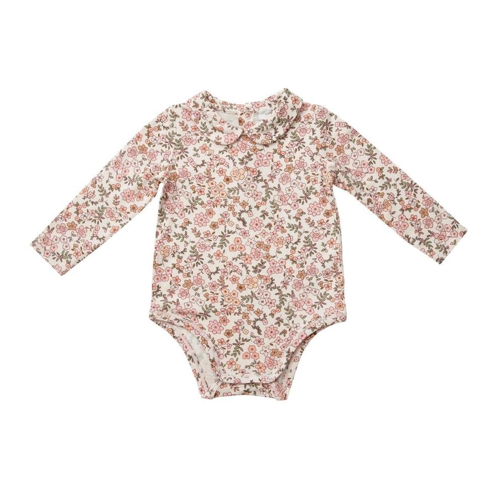 Angel Dear Vintage Calico Peter Pan Collar One-Piece 3-6 months